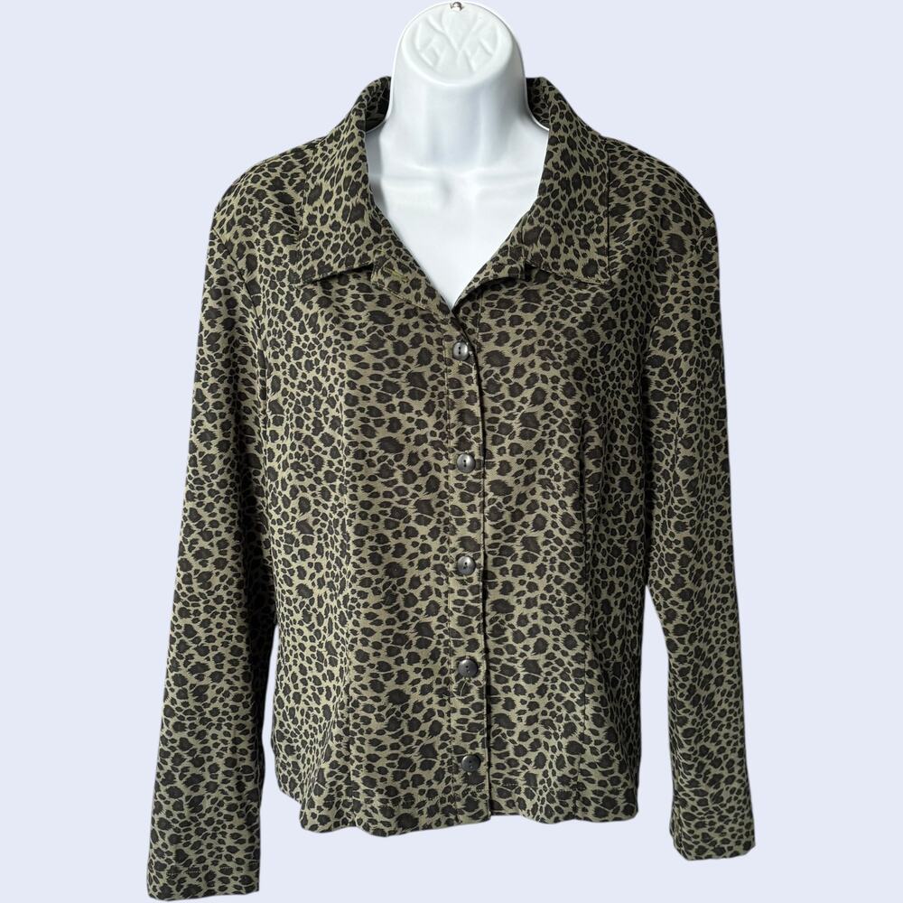 Studio Ease 10 Y2K Leopard Print Shirt Olive Brown